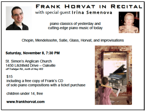 2008 Oakville Concert Poster Frank Horvat