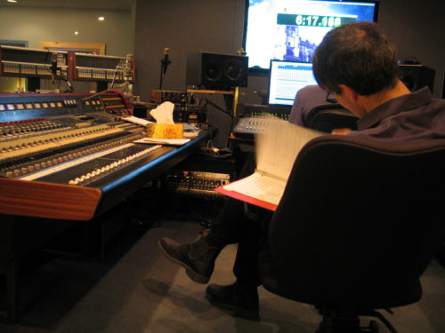 Frank Horvat and Julian Decorte editing album Me to We at Canterbury Studios