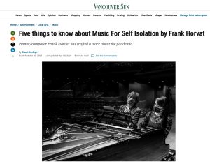 Vancouver Sun article on Music for Self-Isolation