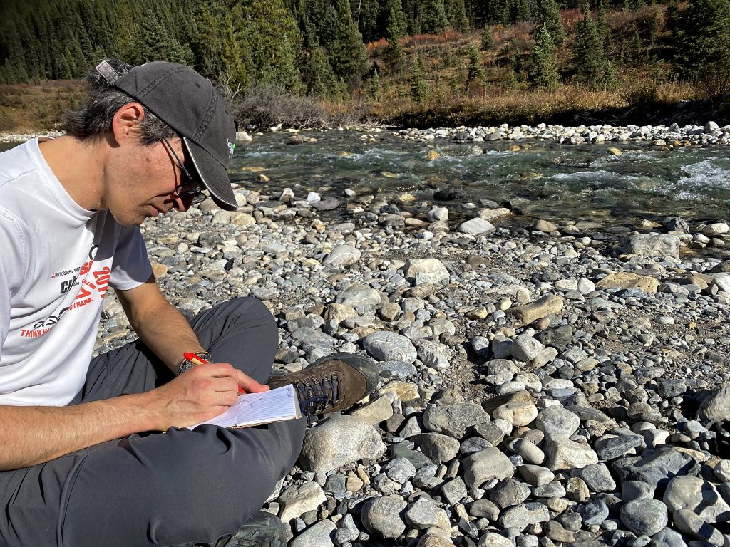 Frank Horvat reflecting at the Ink Pots in Banff, Canada