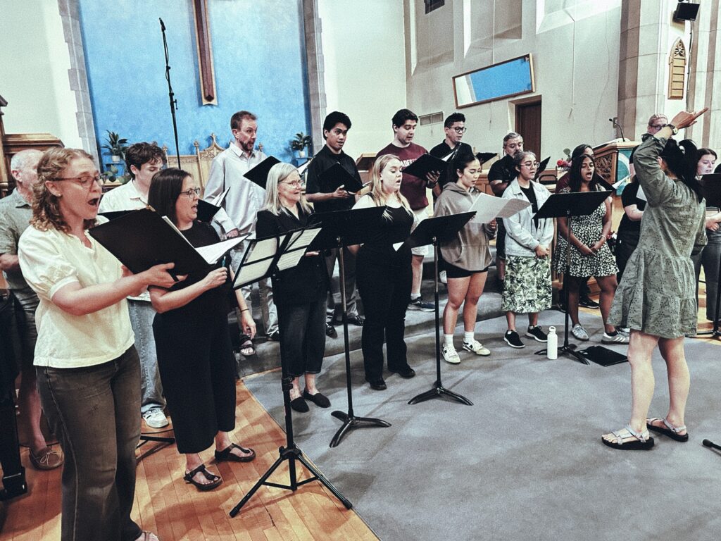 Cantabile Chamber Singers conducted by Cheryll Chung recording Frank Horvat and Kathleen Burke's Praying To Trees composition.