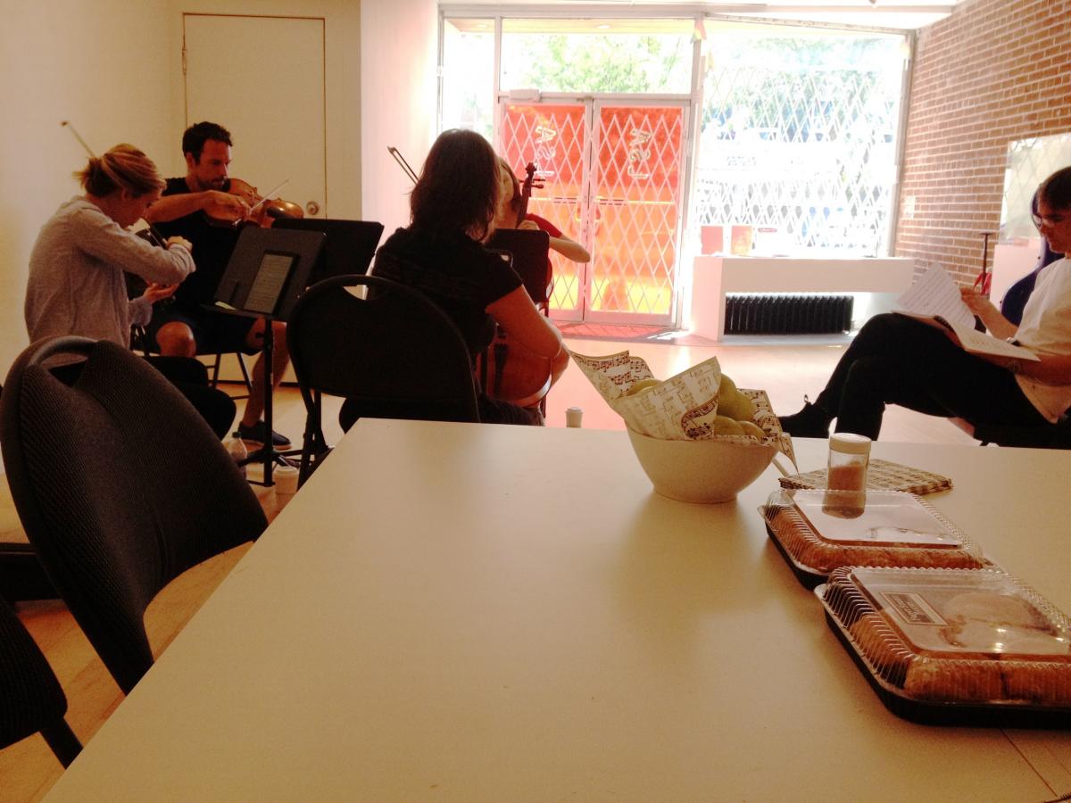 Rehearsal of Frank Horvat's composition, The Thailand HRDs, by Mivos Quartet